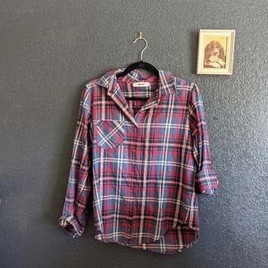 Anine Bing Navy Plaid Shirt